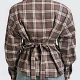 Tie-around Corset Blouse - Brown
