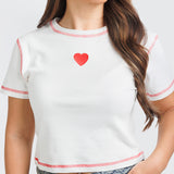 Cropped Heart Tee - White