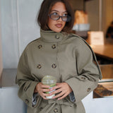Funnel Neck Trench Coat - green