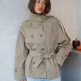 Funnel Neck Trench Coat - green
