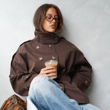 Funnel Neck Trench Coat - brown