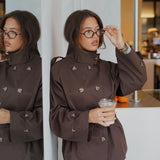 Funnel Neck Trench Coat - brown
