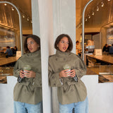 Funnel Neck Trench Coat - green
