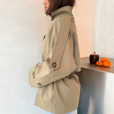 Funnel Neck Trench Coat - green