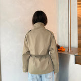 Funnel Neck Trench Coat - green