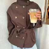 Funnel Neck Trench Coat - brown
