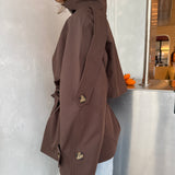 Funnel Neck Trench Coat - brown