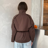 Funnel Neck Trench Coat - brown