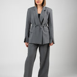 Tie Detail Blazer Twin Set – Grey