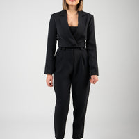Cropped Blazer Twin Set – Black
