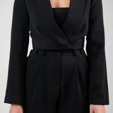 Cropped Blazer Twin Set – Black