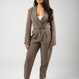 Cropped Blazer Twin Set – Taupe