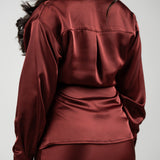 Elegant Satin Skirt Set – Deep red