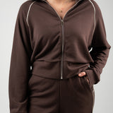 Sporty Wide Leg Set - Brown