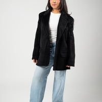 Fur Touch Blazer – black