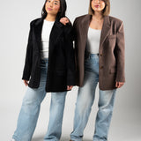 Fur Touch Blazer – black