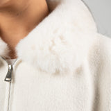 Fur Collar Zip Jacket – white