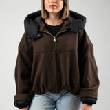 Contrast Hoodie Jacket – brown/black