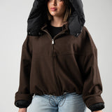 Contrast Hoodie Jacket – brown/black