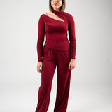 Wide Leg Twin Set – Burgundy