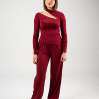 Wide Leg Twin Set – Burgundy
