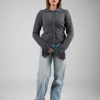 Fringe Flow Cardigan – Grey