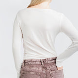 Fold Over Washed Jeans - Pink