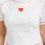 Cropped Heart Tee - White