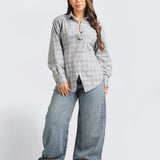 Tie-around Corset Blouse - Blue