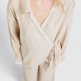 Lace Wrap Twin Set – Beige