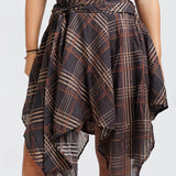 Ruffle Tie-around Skirt - Brown