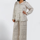 Wide‑Leg Detailed Twin Set - Cream