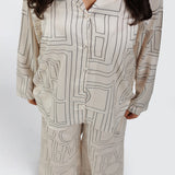Wide‑Leg Detailed Twin Set - Cream