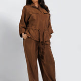 Zip‑Up Twin Set - Brown
