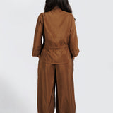 Zip‑Up Twin Set - Brown