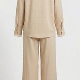 Lace Wrap Twin Set – Beige