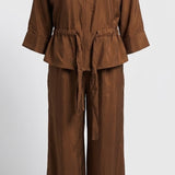 Zip‑Up Twin Set - Brown