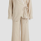 Lace Wrap Twin Set – Beige