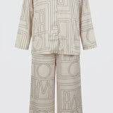 Wide‑Leg Detailed Twin Set - Cream