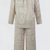 Wide‑Leg Detailed Twin Set - Cream