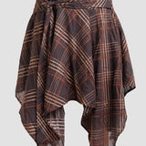 Ruffle Tie-around Skirt - Brown